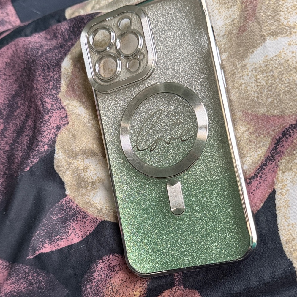 Glittery Green Phone Case with Stand